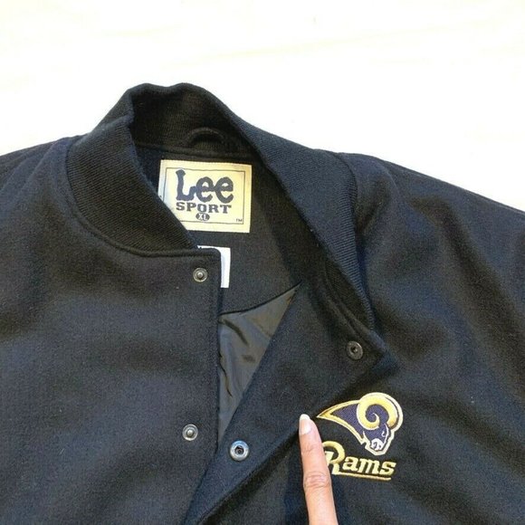 NEW Vintage Lee Sport Rams Wool Leather Bomber Varsity Jacket Insulated  Snap XL - Picture 6 of 11